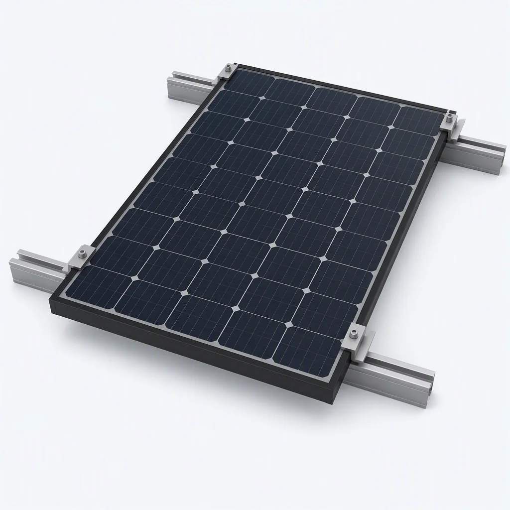 Technical dimension diagram of a bifacial module with clamp positions and torque values